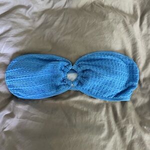 Women’s blue bandeau strapless swim suit top SIZE MEDIUM